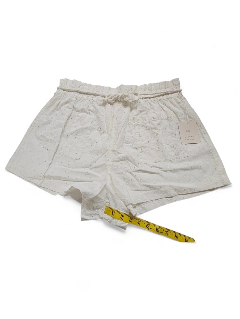 Lauren Conrad White Cotton Eyelet Shorts Belted Waist XL NWT - Picture 13 of 13